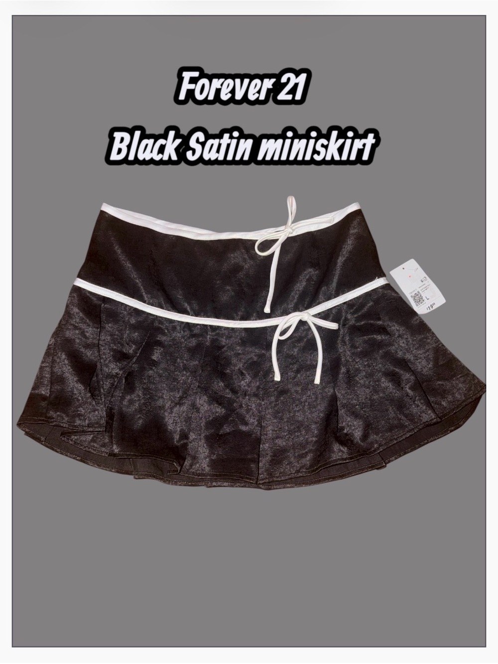 *new* Forever21 Black Satin Miniskirt with White Trim